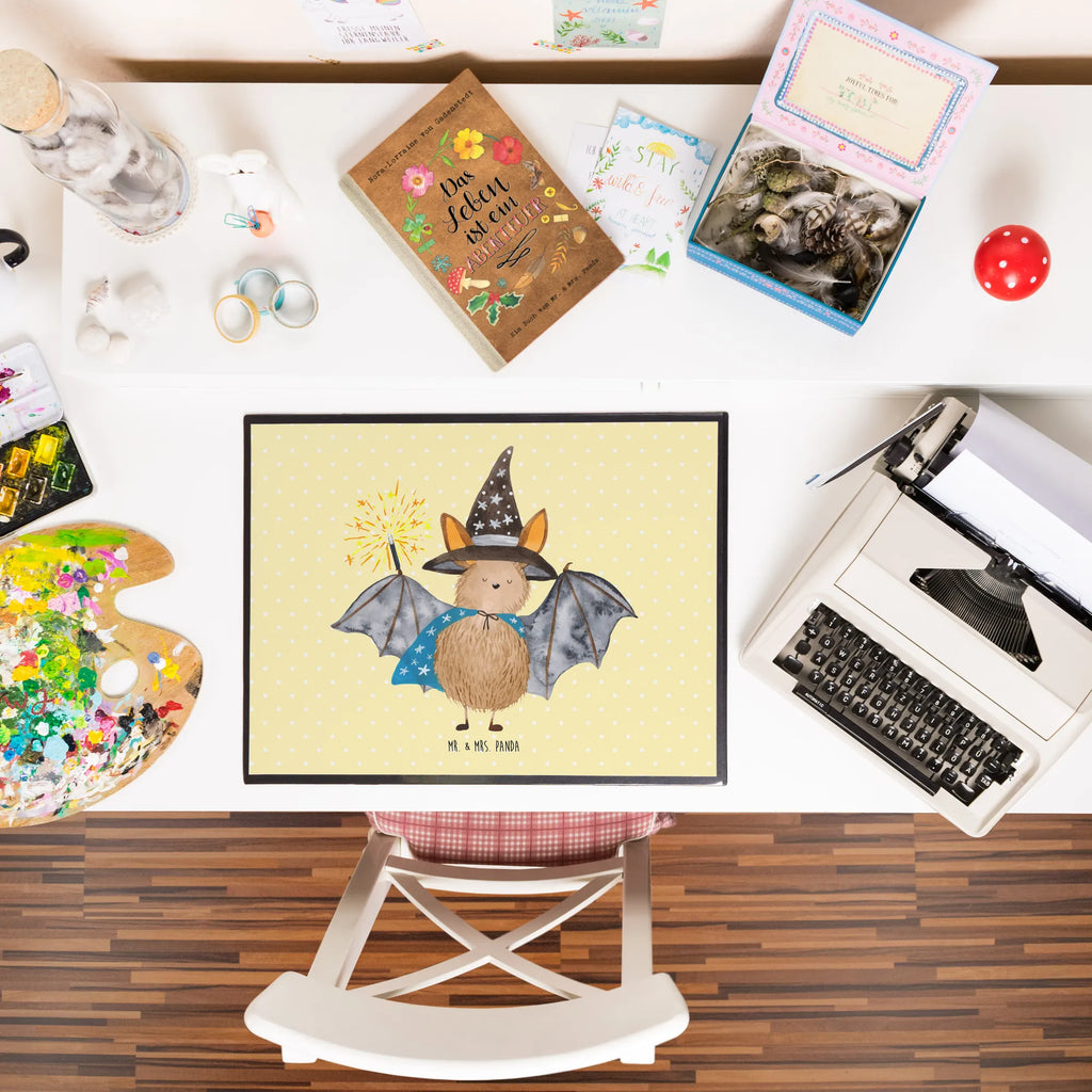 Desk pad bat wizard Desk pad, underlay, office, desk, children, girl, small animals, cute, funny, cute animal motives, hand drawn, small world, funny sayings, good mood, happy, gifts, gift ideas, special gifts, animal lover, card, magicians, Bats, get in, sorcerers, bats, women