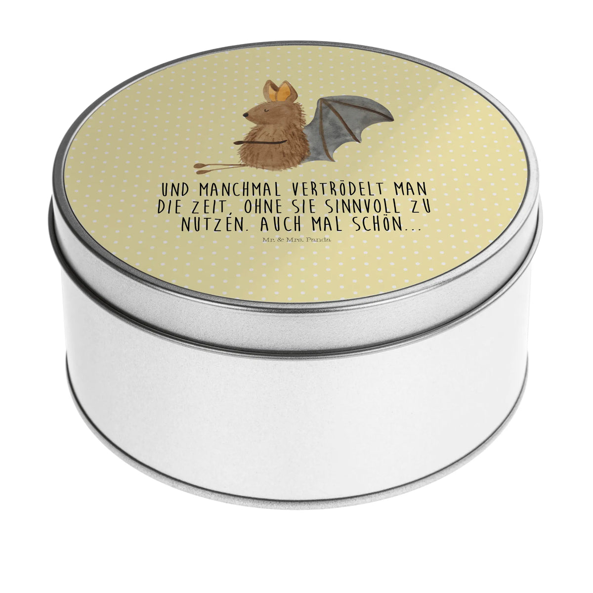 Round tin bat Sit card, gift ideas, gifts, small animals, cute, cute animal motives, hand drawn, funny sayings, good mood, special gifts, animal lover, bat, bats, relax