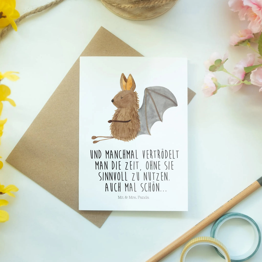 Greetings card bat Sit birthday card, greeting card, invitation card, folding card, wedding card, small animals, cute, funny, cute animal motives, hand drawn, small world, funny sayings, good mood, happy, gifts, gift ideas, special gifts, animal lover, card, bats, motivation, bat, relax