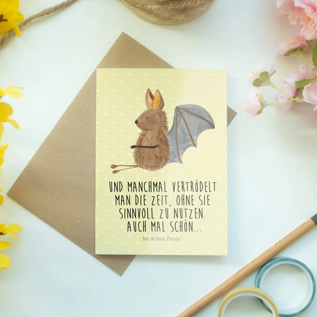 Greetings card bat Sit birthday card, greeting card, invitation card, folding card, wedding card, small animals, cute, funny, cute animal motives, hand drawn, small world, funny sayings, good mood, happy, gifts, gift ideas, special gifts, animal lover, card, bats, motivation, bat, relax