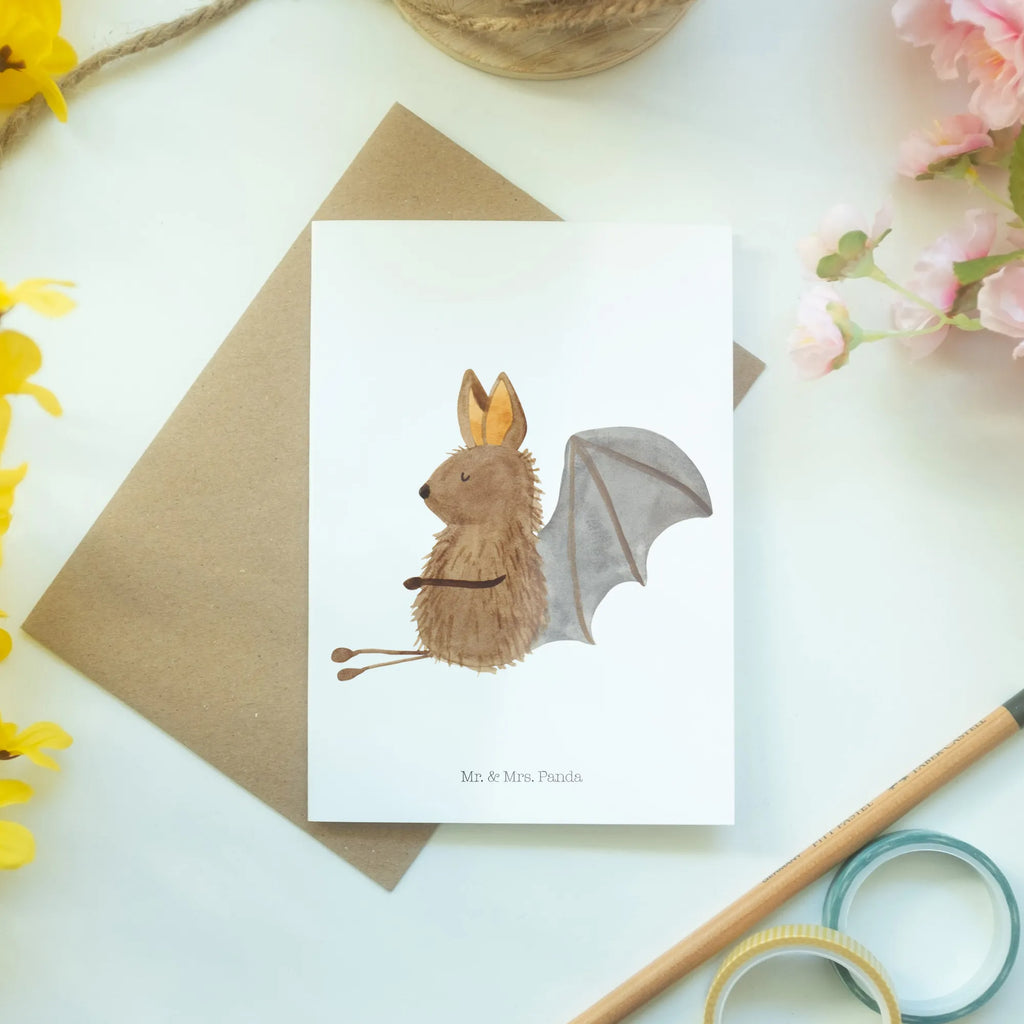 Greetings card bat Sit birthday card, greeting card, invitation card, folding card, wedding card, small animals, cute, funny, cute animal motives, hand drawn, small world, funny sayings, good mood, happy, gifts, gift ideas, special gifts, animal lover, card, bats, motivation, bat, relax
