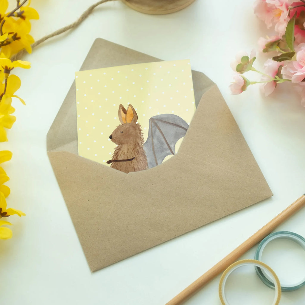 Greetings card bat Sit birthday card, greeting card, invitation card, folding card, wedding card, small animals, cute, funny, cute animal motives, hand drawn, small world, funny sayings, good mood, happy, gifts, gift ideas, special gifts, animal lover, card, bats, motivation, bat, relax