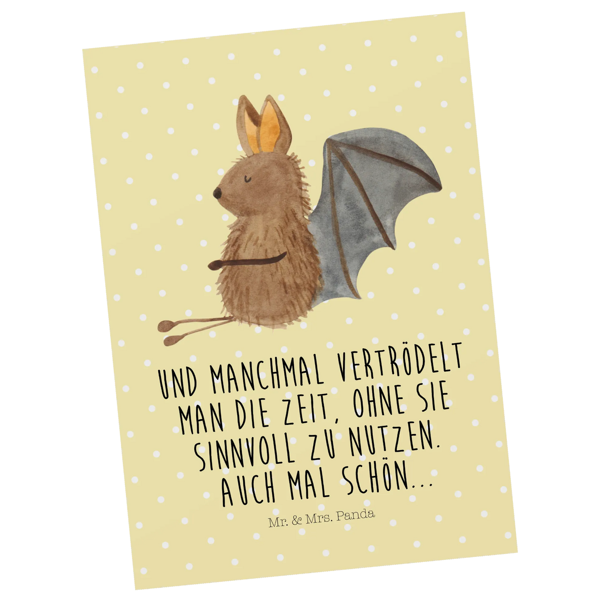 Postkarte Fledermaus Sitzen bildkarte, Designkarte, Fotokarte, Postkarten, kunstkarte, Postkarte, Grußkarte, Ansichtskarten, Ansichtskarte, Kunstkarten, einzelkarte, spruchkarte, Motivkarte, Lustige Sprüche, Tiere, Tiermotive, Gute Laune, Fledermäuse, Entspannen, Motivation, Fledermaus