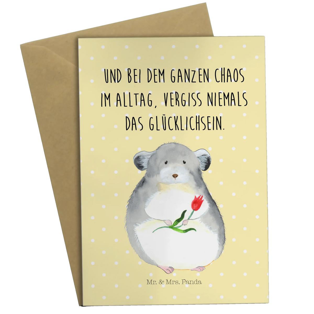 Greetings card chinchilla flower card, gift ideas, gifts, small animals, cute, cute animal motives, hand drawn, funny sayings, good mood, special gifts, animal lover, being sad, heartache, office life, grief