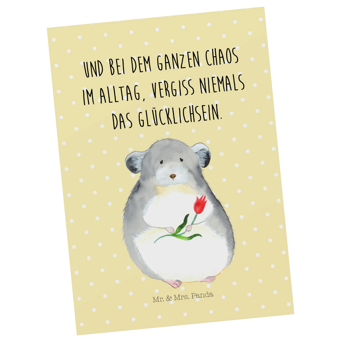 Postcard chinchilla flower card, gift ideas, gifts, small animals, cute, cute animal motives, hand drawn, funny sayings, good mood, special gifts, animal lover, grief, being sad, heartache, office life