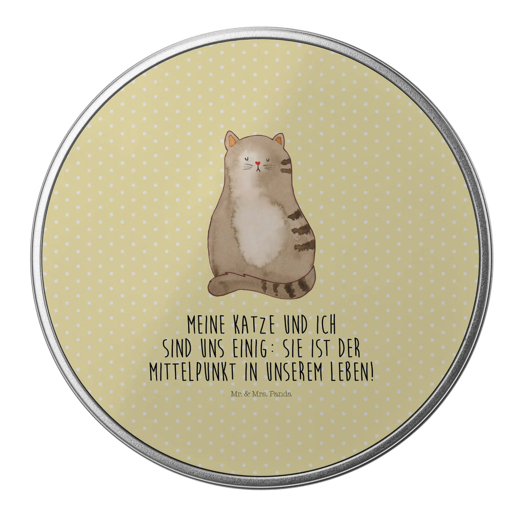 okrągła puszka z blachy kot siedzenie Kot, motyw kotów, miłośnik kotów, dekoracje z kotami, przyjaciel kotów, entuzjasta kotów, produkty dla kotów, artykuły dla kotów, akcesoria dla kotów, pamiątki z kotami, produkty dla miłośników kotów, motywy kotów