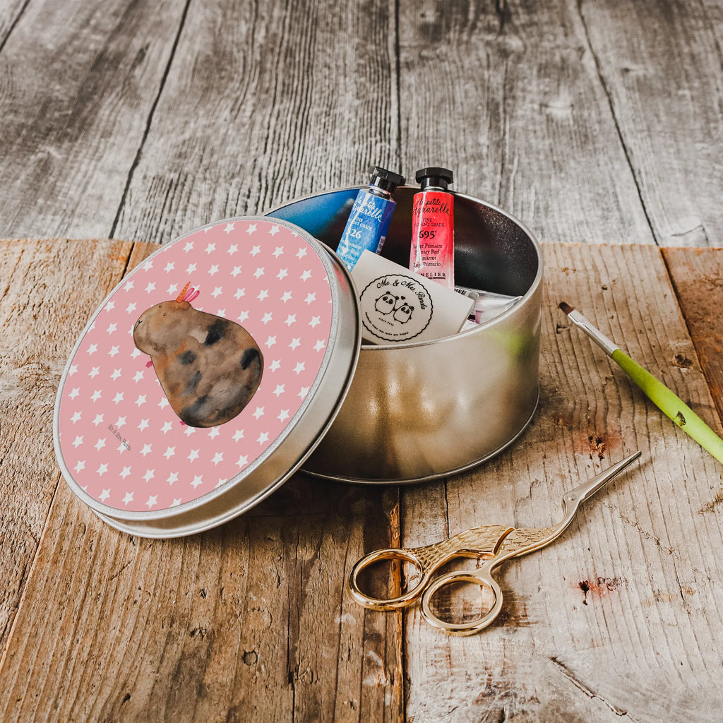 okrągła puszka z blachy Jednorożec świnka morska Jednorożec, jednorożce, dekoracje jednorożca, jednorożec