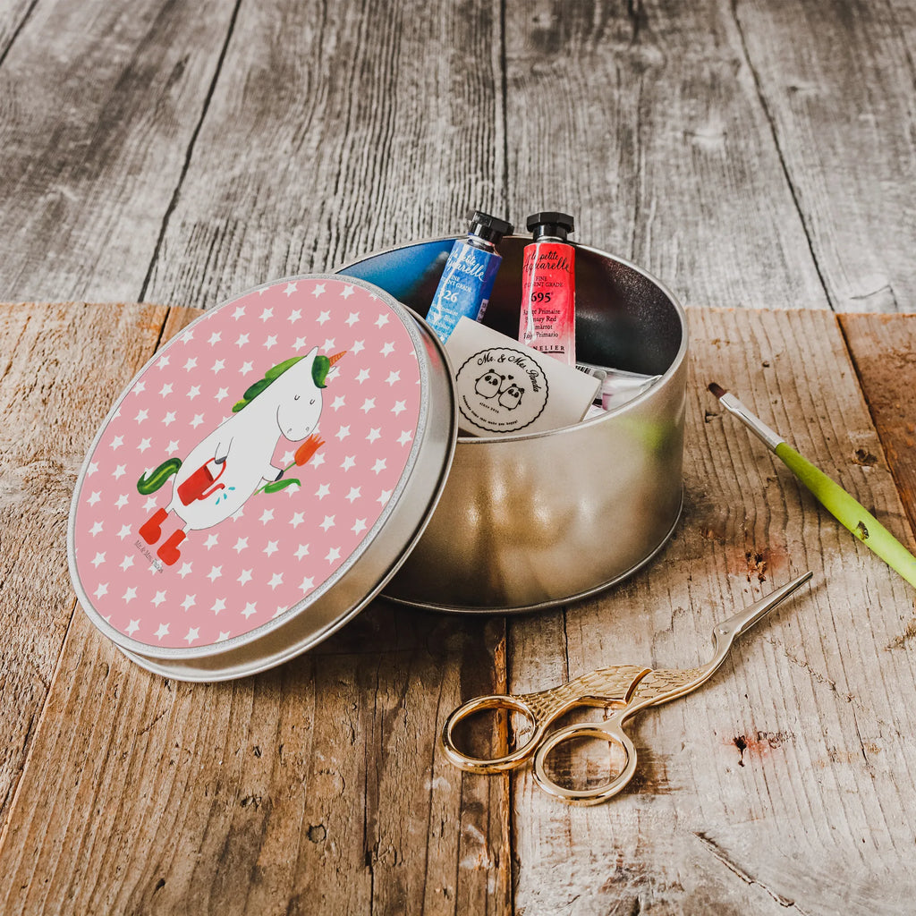 okrągła puszka z blachy jednorożec ogrodnik Jednorożec, jednorożce, dekoracje jednorożca, jednorożec