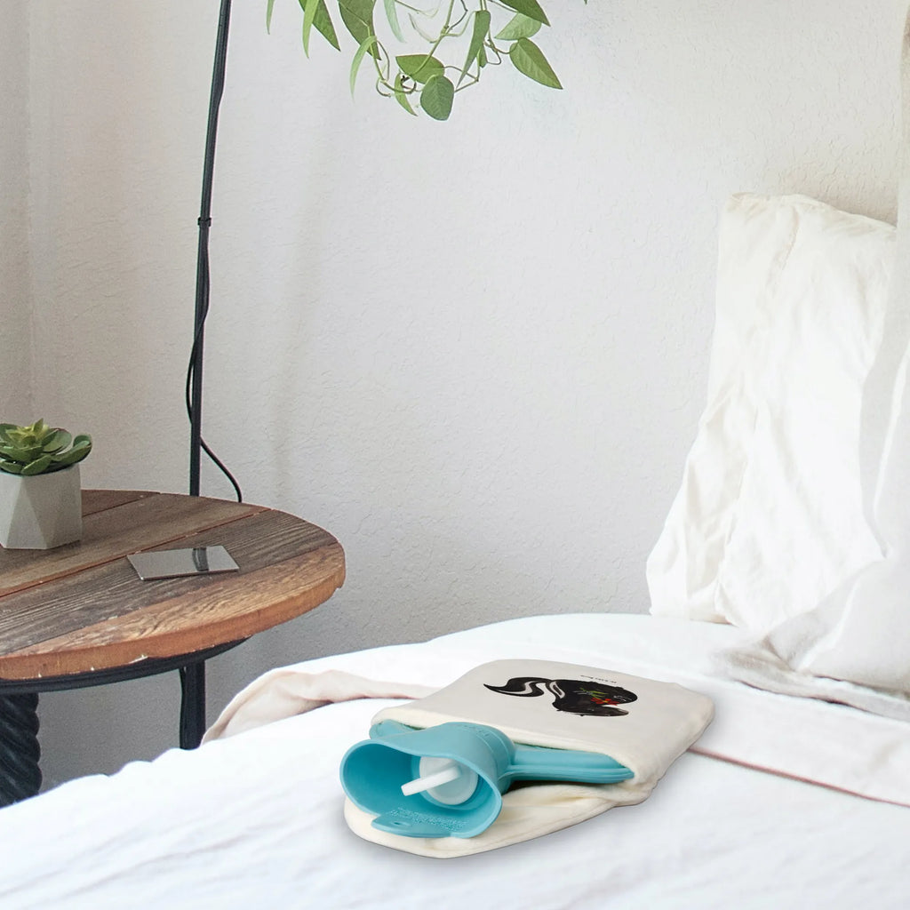 Wärmflasche Stinktier Blume Wärmflasche, Wärmflasche mit Bezug, Kinderwärmflasche, Körnerkissen, Kleine Wärmflasche, Wärmekissen, Wärmflaschenbezug, Bettflasche, Stinktier, Skunk, verträumt, Tagträumer, Wildtier, Stinki, Raubtier, Träume, Stinker, Dreams