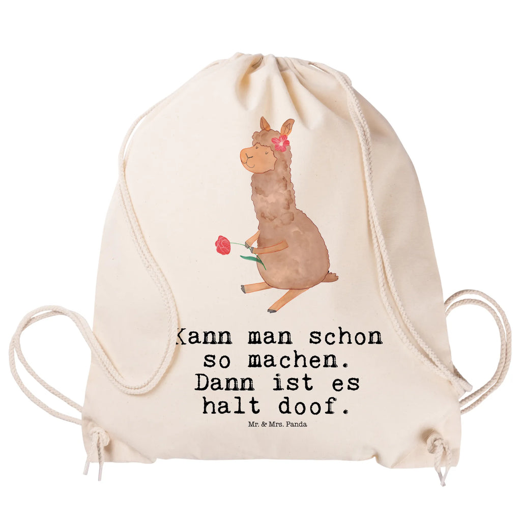 Drawstring bag alpaca flower sports bag, hipster, carrier bag, gym bag, jute bag, bag, alpaca, llama, pako, camel, Peru, animal, favourite animal, flower, Alpaca, llamas