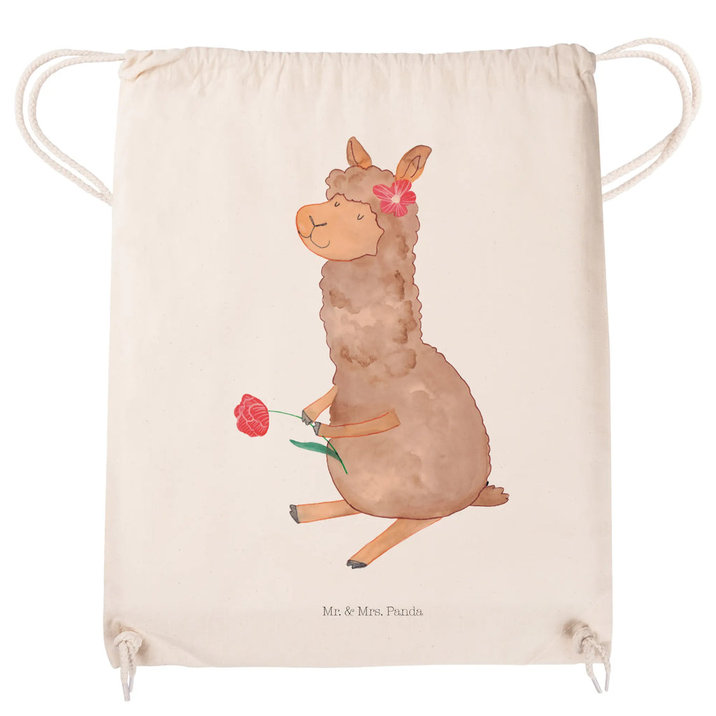 Drawstring bag alpaca flower sports bag, hipster, carrier bag, gym bag, jute bag, bag, alpaca, llama, pako, camel, Peru, animal, favourite animal, flower, Alpaca, llamas