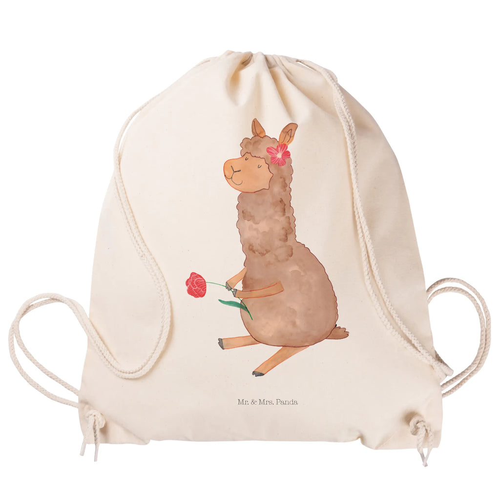 Drawstring bag alpaca flower sports bag, hipster, carrier bag, gym bag, jute bag, bag, alpaca, llama, pako, camel, Peru, animal, favourite animal, flower, Alpaca, llamas