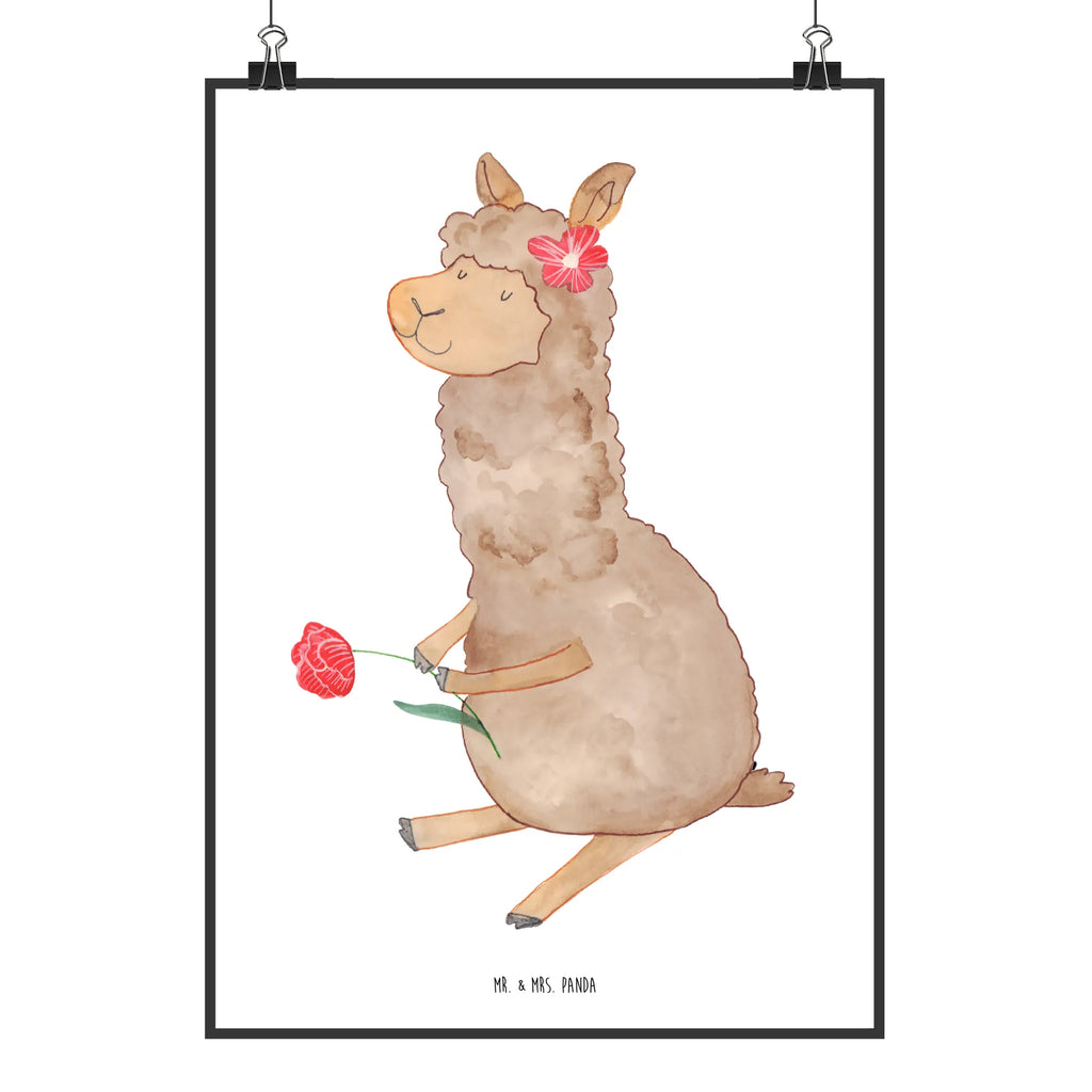 Poster alpaca flower alpaca, llama, pako, camel, Peru, animal, favourite animal, llamas, flower, Alpaca