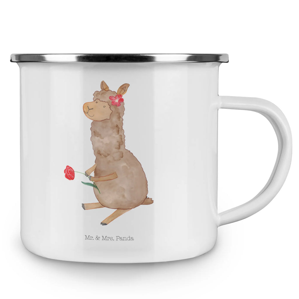 Kempingowy kubek emaliowany alpaka kwiat Alpaka, Lama