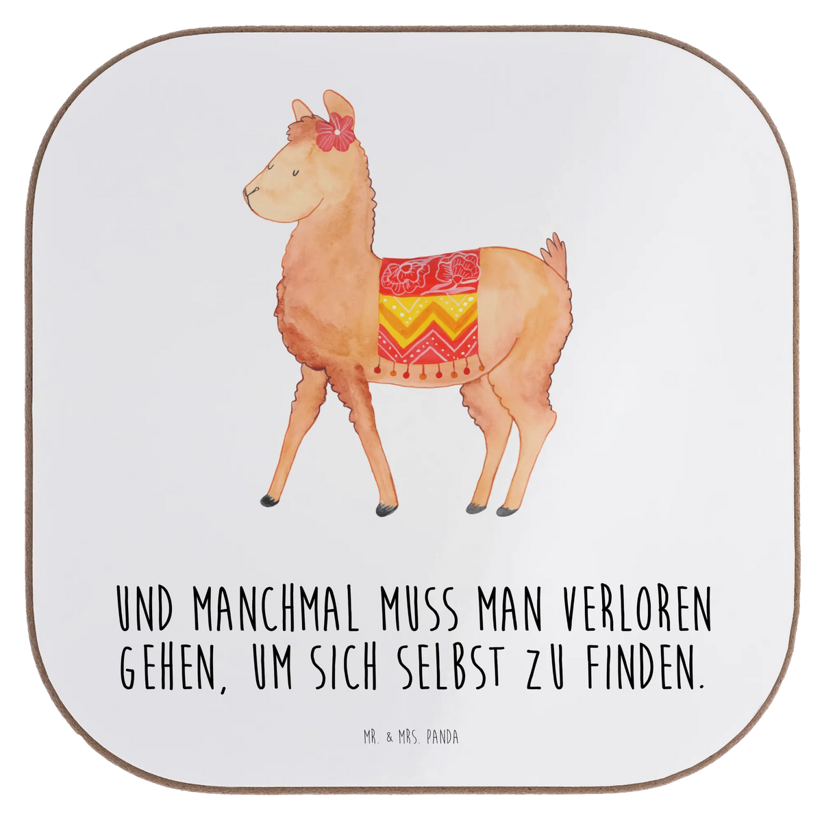 Square coaster alpaca Proud breakfast, Coasters, presents, glass coasters, gifts, gift, party, alpaca, llama, pako, camel, Peru, animal, favourite animal