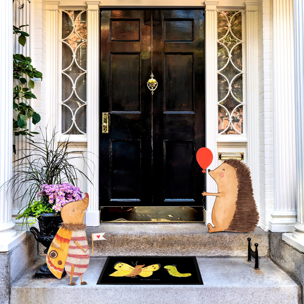 Doormat Caterpillar butterfly small animals, cute, funny, cute animal motives, hand drawn, small world, funny sayings, good mood, happy, gifts, gift ideas, special gifts, animal lover, card, growing up, butterfly, Caterpillar, lemon butterfly, cocoon, beauty, hat, development