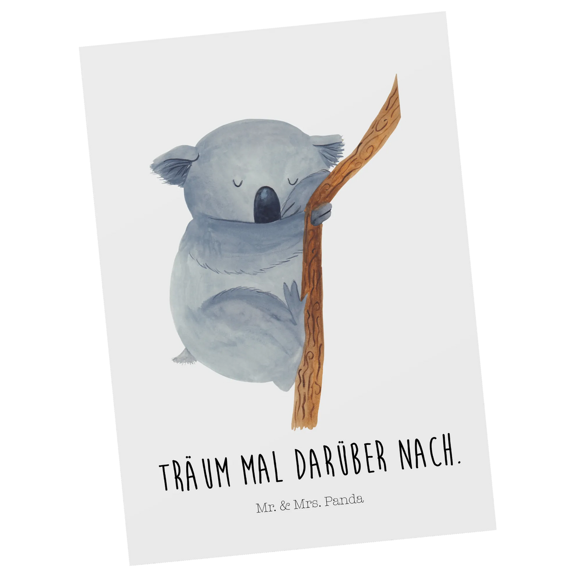 Postkarte Koalabär bildkarte, Kunstkarten, Ansichtskarte, Motivkarte, spruchkarte, einzelkarte, Postkarte, Designkarte, Fotokarte, Ansichtskarten, Postkarten, kunstkarte, Grußkarte, Tiere, Tiermotive, Gute Laune, Lustige Sprüche, Koala, Träumen, schlafen, Bär, Traum, Schlafzimmer, Traumland, Koalabär