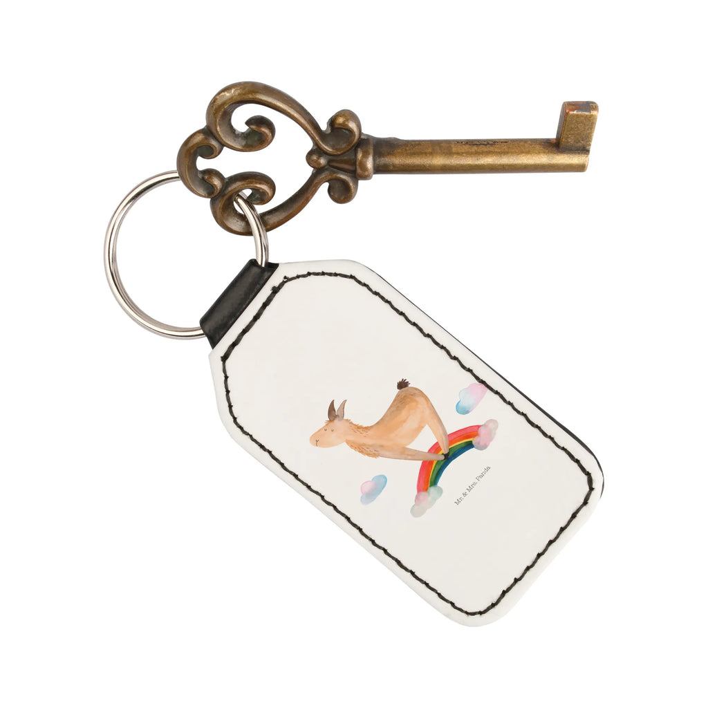 Rectangular key ring lama rainbow bag pendant, keychain, pendant, key ring, lucky charm, Llama, llama, alpaca, trendy animal, Cloud country, Rainbow, Outsider, Freedom, Hobby, Haters gonna hate, Haters, Abi, Lamas, Self-employed, Lama, School