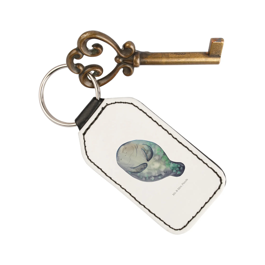 Rectangular key ring manatee happy pendant, keychain, lucky charm, bag pendant, key ring, Seafood, aquatic animals, ocean, sea, fish, shells, corals, reef, whale, narwhal, sea urchin, lobster, platypus, turtle, manatee, crocodile, orca, shrimp, gifts for seafood lovers, water world, underwater animals, underwater world, vacation, deep sea, seafood fans, gift ideas, seafood decoration, seafood posters, Lovesickness, Girlfriend, Manatees, Respect, New start, Satisfaction, Self-love, New beginning, Carefulness, Manatee