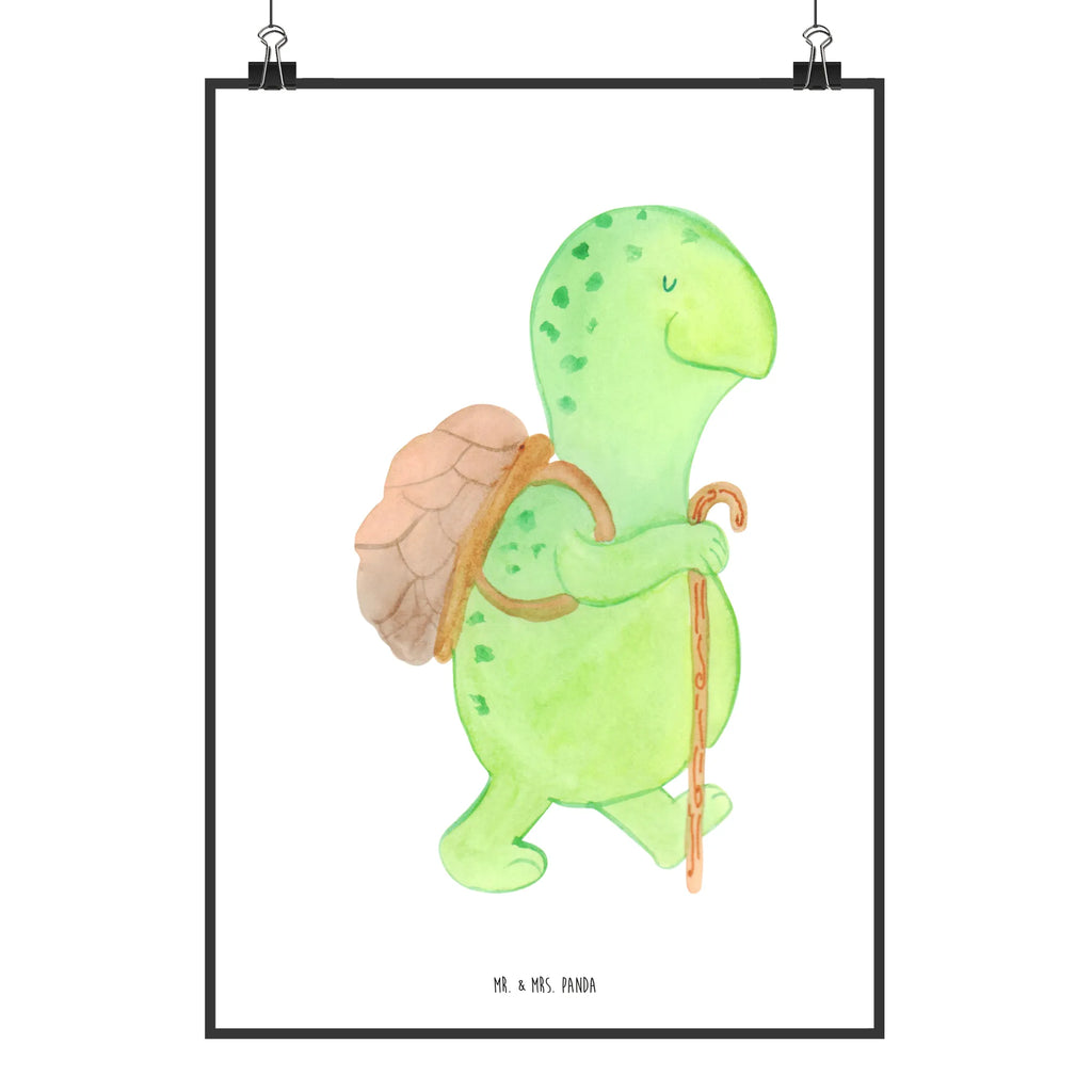 Plakat żółw Wędrowiec Kunstdruck, Designposter, Mr. & Mrs. Panda Poster, Kinderposter, Wandposter, Wanddeko, Wanddeko Bild, Posterdruck, Handgemaltes Poster, Poster, Bild, Raumdekoration, Küchenposter, Wanddekoration, Schildkröte, Motivationssprüche, Neuanfang, Motivation, Schildkröten, Motivationsspruch