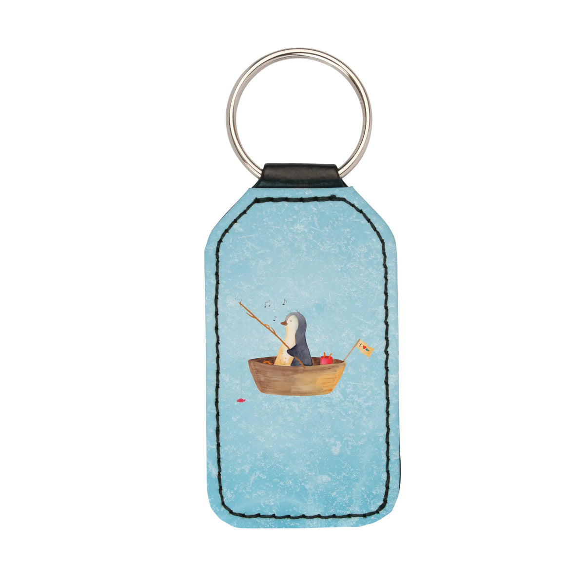 Rectangular key ring Penguin fishing boat lucky charm, pendant, key ring, keychain, bag pendant, Penguin, North Pole, Winter, Penguins, fishing, divorce, gift idea heartache, new beginning, penguins, fishing boat, motivation, separation, enjoy, love of life, boat, new start, life