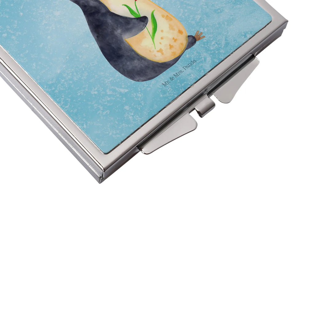Kwadratowe lusterko do torebki pingwin kwiaty Pinguin