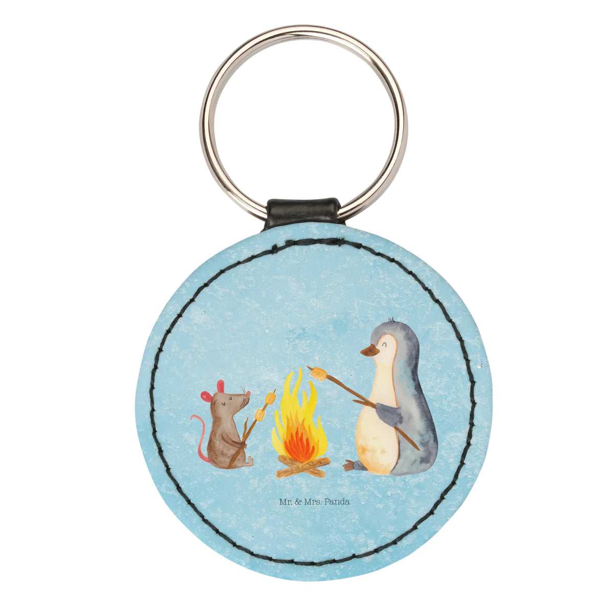 Round key ring Penguin campfire North Pole, Penguins, life motto, campfire, penguins, everyday office life, fire, mouse, new start, work, life motivation
