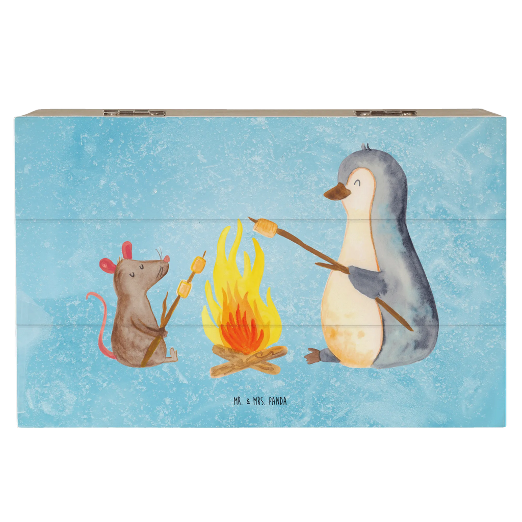 Skrzynia drewniana pingwin ognisko Pinguin