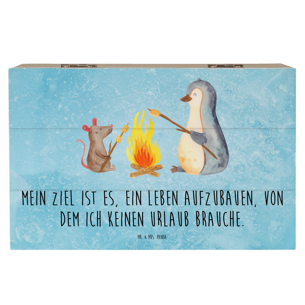 Skrzynia drewniana pingwin ognisko Pinguin