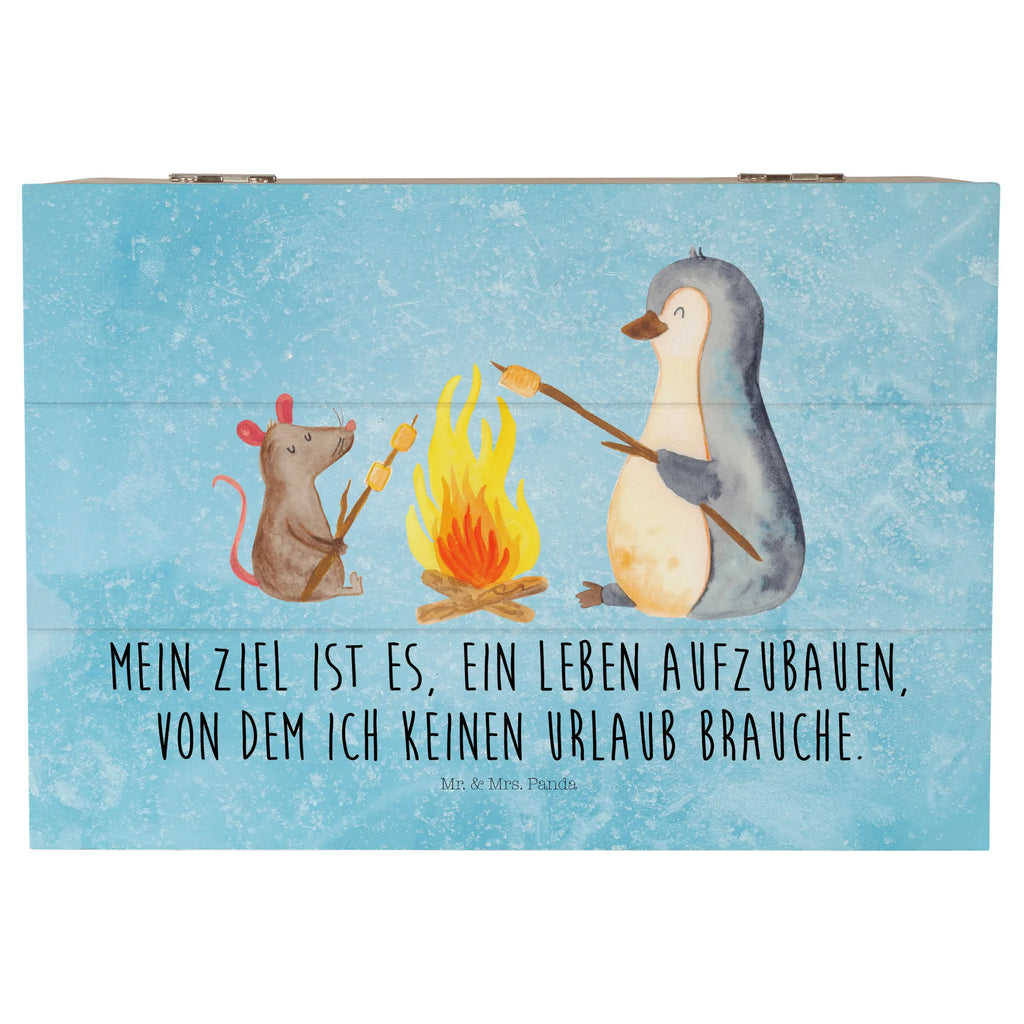 Skrzynia drewniana pingwin ognisko Pinguin