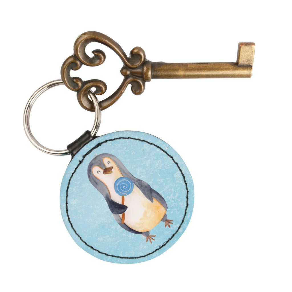 Round key ring Penguin lollipop lucky charm, pendant, bag pendant, keychain, key ring, Penguin, North Pole, Winter, Penguins, crook, hoodlum, lollipop, slogan, candy, rebel, bullshit, penguins