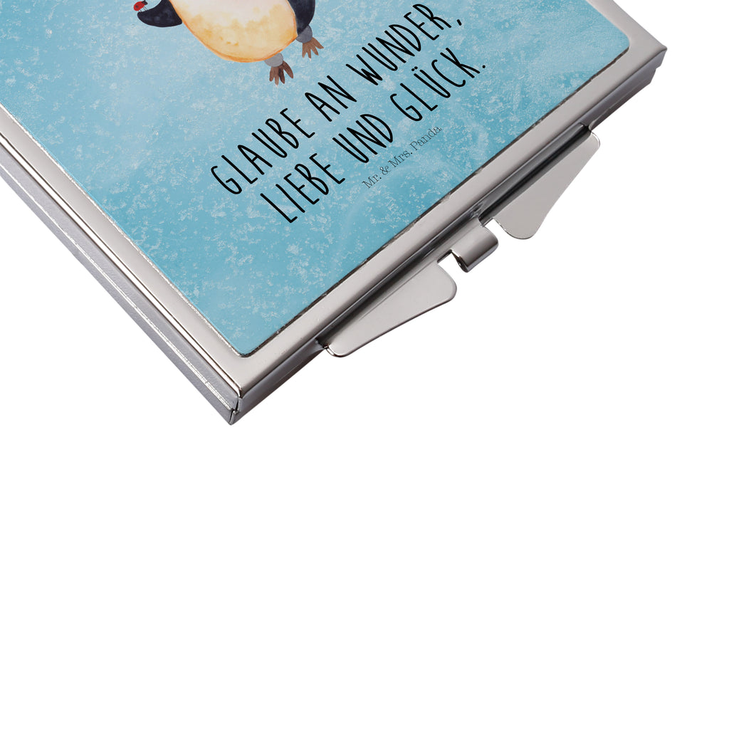 Handtaschenspiegel quadratisch Pinguin Marienkäfer Spiegel, Handtasche, Quadrat, silber, schminken, Schminkspiegel, Pinguin, Pinguine, Marienkäfer, Liebe, Wunder, Glück, Freude, Lebensfreude