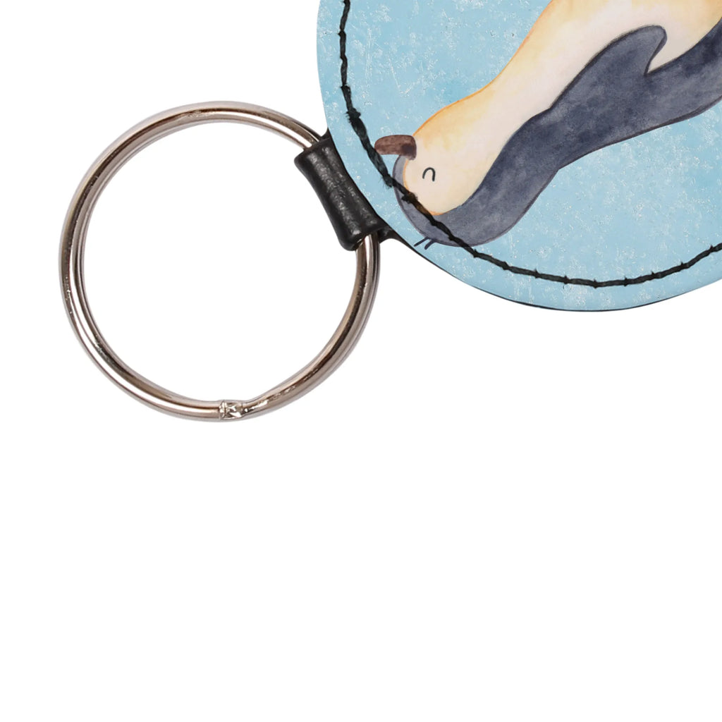 Okrągły brelok Pingwin maszerować Taschenanhänger, schlüsselbund anhänger, Schlüsselaccessoire, Schlüsselanhänger, mini schlüsselanhänger, Pinguin, Pinguine, Frühaufsteher, Familie, Schwester, Bruder, Langschläfer