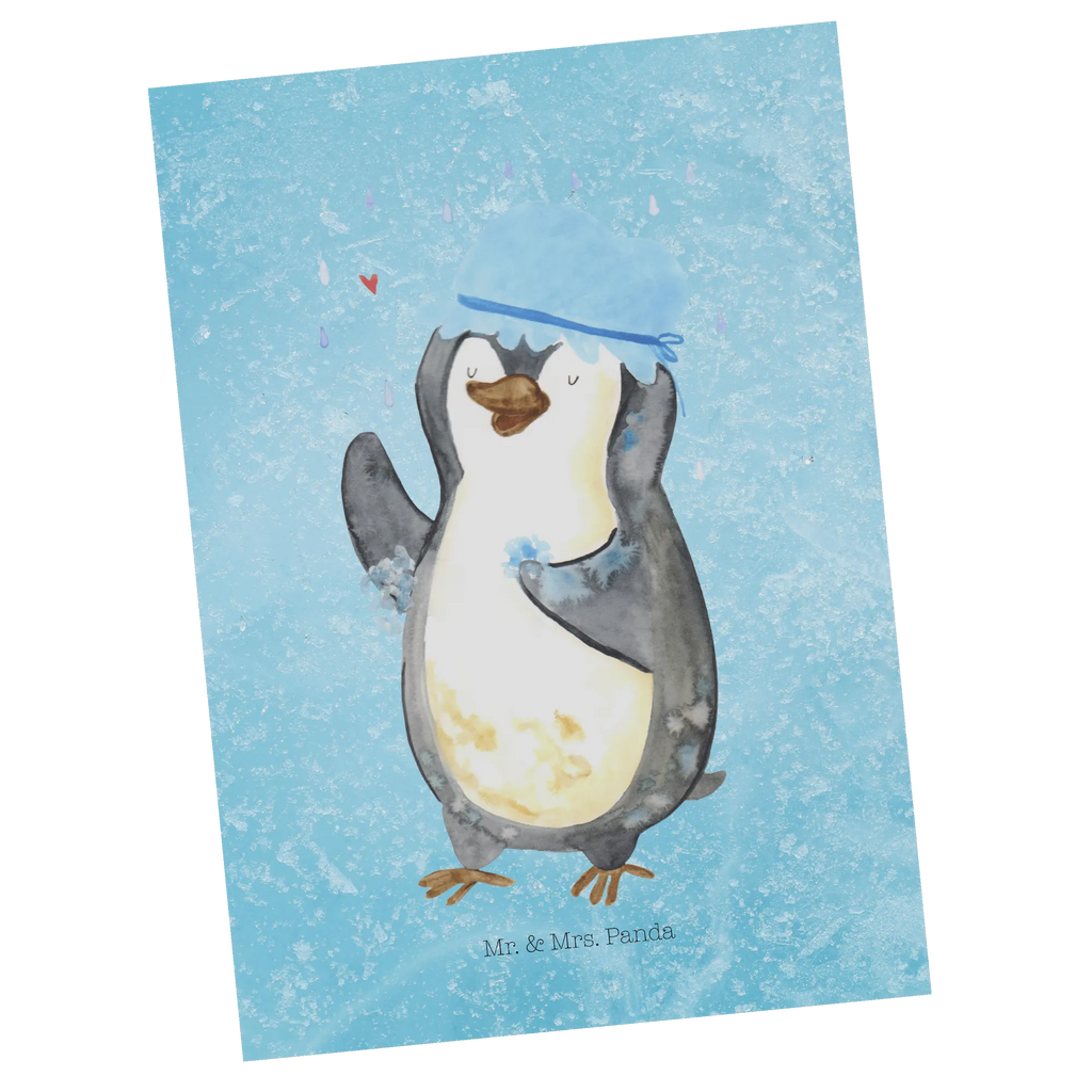 Postkarte Pinguin Duschen bildkarte, Fotokarte, Designkarte, Motivkarte, Postkarte, spruchkarte, einzelkarte, Postkarten, Ansichtskarten, Ansichtskarte, kunstkarte, Grußkarte, Kunstkarten, Pinguin, Dusche, Motivation, Duschen, Lebensmotto, Neustart, Neuanfang, glücklich sein, Pinguine