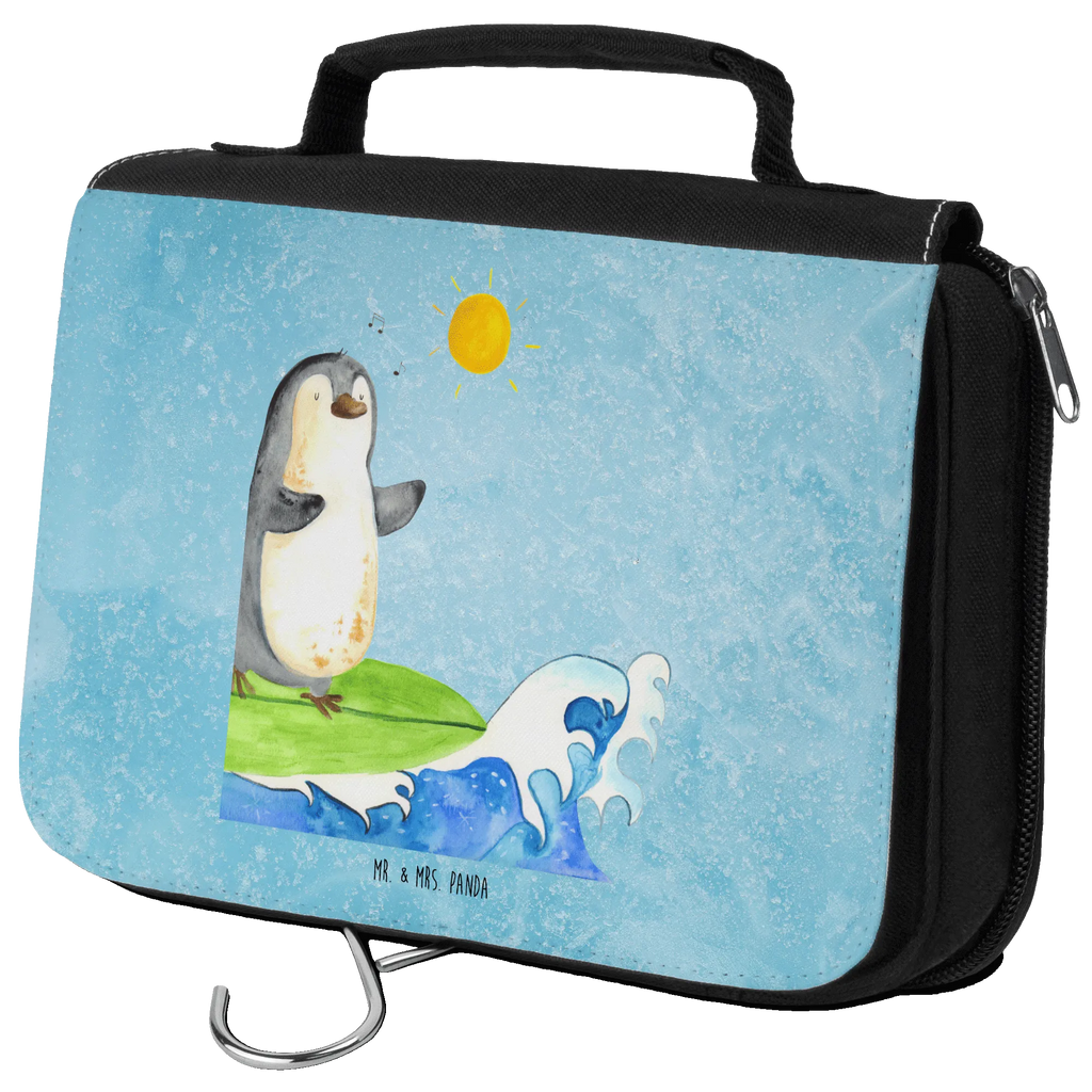 Kulturbeutel Pinguin Surfer Kosmetiktasche, Waschtasche, Kulturtasche, hygienebeutel, Schminktasche, Kulturbeutel, Waschbeutel, Toilettentasche, hygienetasche, beautycase, Schminkbeutel, Reisebeutel, Necessaire, badtasche, Kulturbeutel Waschbar, Pinguin, Wellen, Urlaub, Surfer, Surfen, Hawaii, Wellen Reiten, Portugal, Pinguine