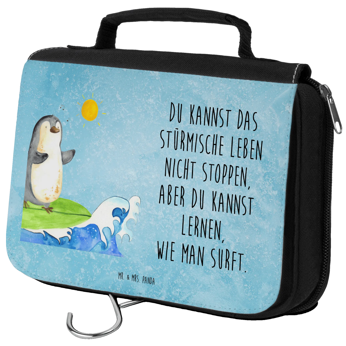 Kulturbeutel Pinguin Surfer badtasche, beautycase, hygienebeutel, Make-Up Tasche, kosmetiktäschchen, Reise-Kulturtasche, Waschtasche, Schminkbeutel, Waschbeutel, Kulturbeutel, Reisebeutel, hygienetasche, Kulturtasche, Necessaire, kulturtäschchen, Kosmetiktasche, Kosmetikbeutel, beauty case, Toilettentasche, Schminktasche, duschbeutel, Pinguin, Urlaub, Portugal, Surfen, Hawaii, Wellen, Surfer, Wellen Reiten, Pinguine