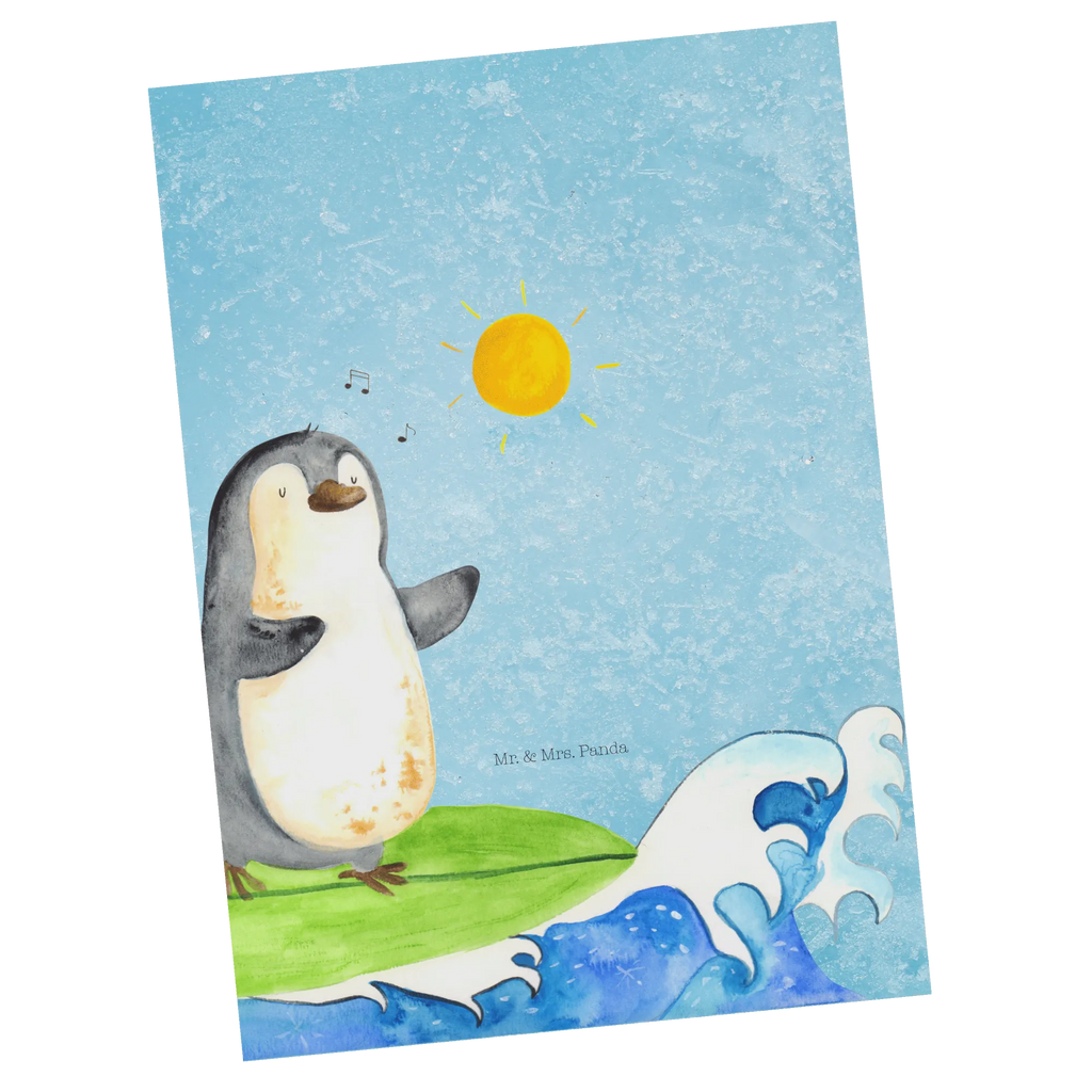 Postcard Penguin surfer North Pole, Penguins, surfing, surfers, holidays, penguins, wave riding, waves