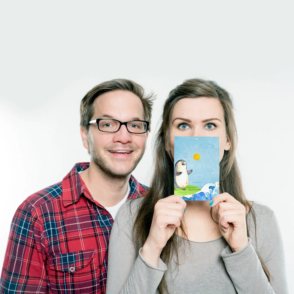 Postcard Penguin surfer North Pole, Penguins, surfing, surfers, holidays, penguins, wave riding, waves