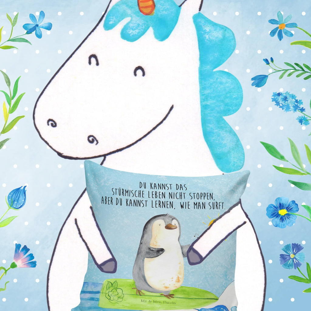 Cushion Penguin surfer bedroom, couch, pillows, sofa, cushion, settee, soft, 40x40, 40 x 40, bed, Pillow, pad, fluffy, pillow case, Penguin, North Pole, Winter, Penguins, Hawaii, waves, penguins, surfing, Portugal, wave riding, holidays, surfers