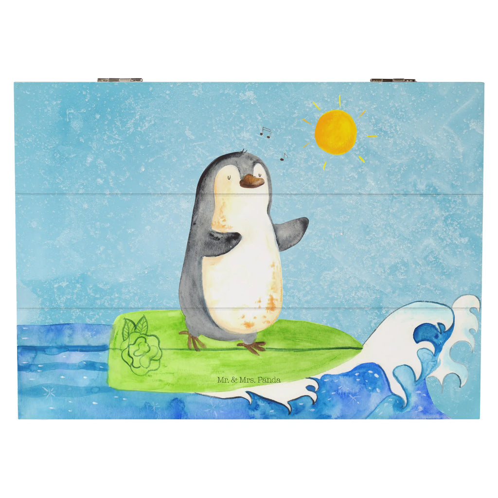 Holzkiste Pinguin Surfer Erinnerungskiste, Schatulle, Kiste, Dekokiste, Geschenkdose, Holzkiste, XXL, Geschenkbox, Schatzkiste, Truhe, Erinnerungsbox, Aufbewahrungsbox, Pinguin, Wellen reiten, Wellen, Pinguine, Hawaii, surfen, Surfer, Urlaub, Portugal