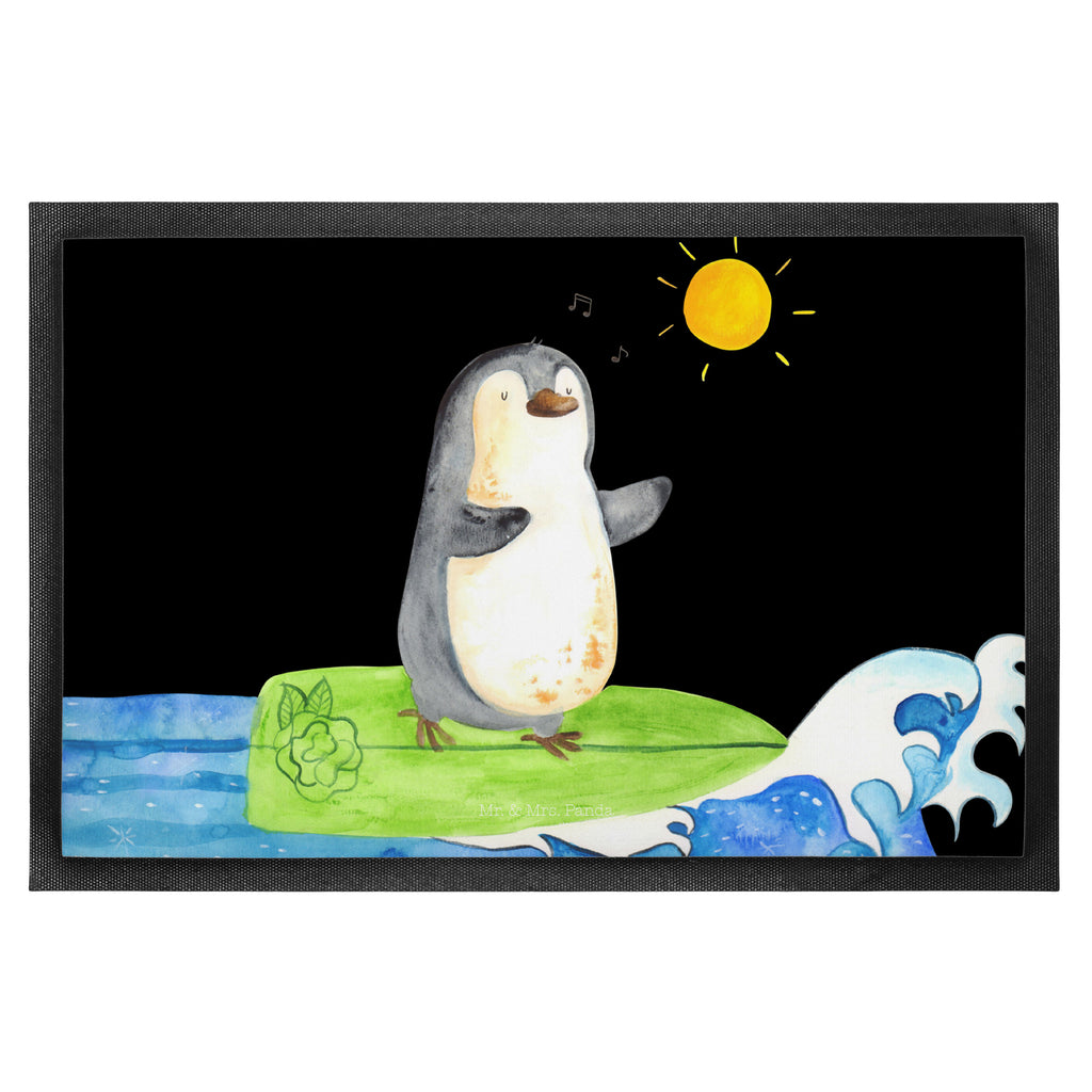 Fußmatte Pinguin Surfer Türvorleger, Schmutzmatte, Fußabtreter, Matte, Schmutzfänger, Fußabstreifer, Schmutzfangmatte, Türmatte, Motivfußmatte, Haustürmatte, Vorleger, Pinguin, Pinguine, surfen, Surfer, Hawaii, Urlaub, Wellen, Wellen reiten, Portugal