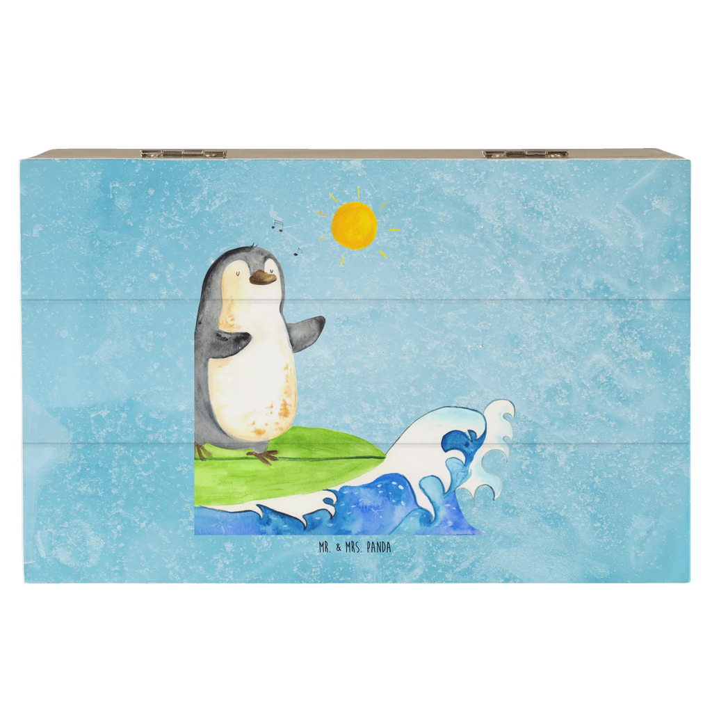 Holzkiste Pinguin Surfer Erinnerungskiste, Schatulle, Kiste, Dekokiste, Geschenkdose, Holzkiste, XXL, Geschenkbox, Schatzkiste, Truhe, Erinnerungsbox, Aufbewahrungsbox, Pinguin, Wellen reiten, Wellen, Pinguine, Hawaii, surfen, Surfer, Urlaub, Portugal