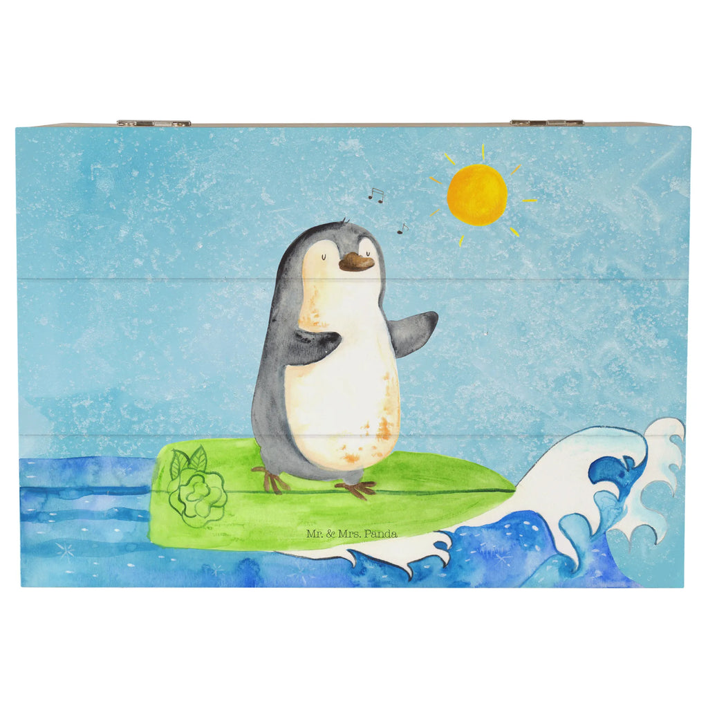 Holzkiste Pinguin Surfer Erinnerungskiste, Schatulle, Kiste, Dekokiste, Geschenkdose, Holzkiste, XXL, Geschenkbox, Schatzkiste, Truhe, Erinnerungsbox, Aufbewahrungsbox, Pinguin, Wellen reiten, Wellen, Pinguine, Hawaii, surfen, Surfer, Urlaub, Portugal