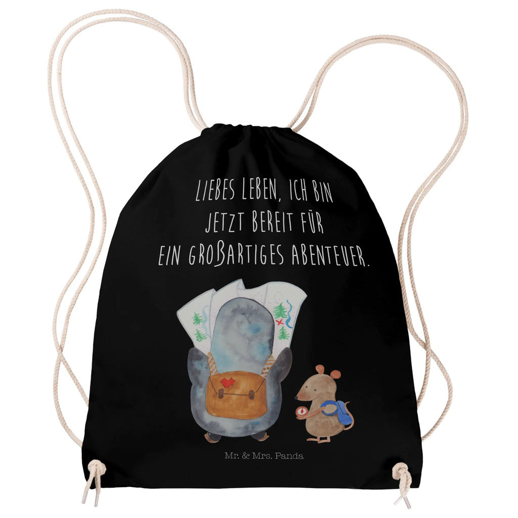 Drawstring bag Penguin & Mouse Hiker jute bag, gym bag, sports bag, bag, hipster, carrier bag, Penguin, North Pole, Winter, Penguins, road trip, penguins, excursion, penguin, adventure, wanderlust, adventurer, hiking