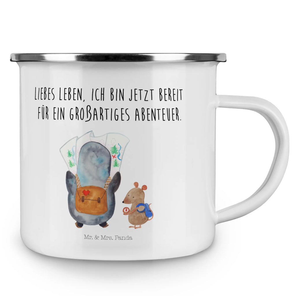 Enamel camping mug Penguin & Mouse Hiker reisetasse, Emaille Becher, Tasse Emaille, emaillebecher, Teetasse, Metalltasse, wanderbecher, wandertasse, Kaffeetasse, Teebecher, Blechtasse, Reisebecher, Campingtasse, becher emaille, Emaille Tasse, Campingbecher, Becher, Emailletasse, Trinkbecher, Pott, Tasse, metallbecher, blechbecher, Kaffeebecher, Pinguin, Wandern, Abenteurer, Ausflug, Wanderlust, Roadtrip, Pinguine, Abenteuer