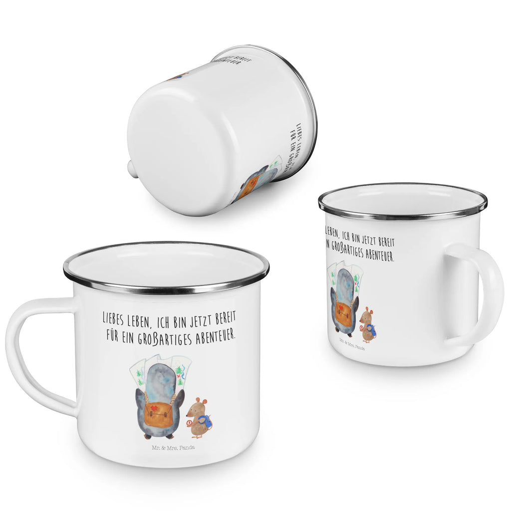 Enamel camping mug Penguin & Mouse Hiker reisetasse, Emaille Becher, Tasse Emaille, emaillebecher, Teetasse, Metalltasse, wanderbecher, wandertasse, Kaffeetasse, Teebecher, Blechtasse, Reisebecher, Campingtasse, becher emaille, Emaille Tasse, Campingbecher, Becher, Emailletasse, Trinkbecher, Pott, Tasse, metallbecher, blechbecher, Kaffeebecher, Pinguin, Wandern, Abenteurer, Ausflug, Wanderlust, Roadtrip, Pinguine, Abenteuer
