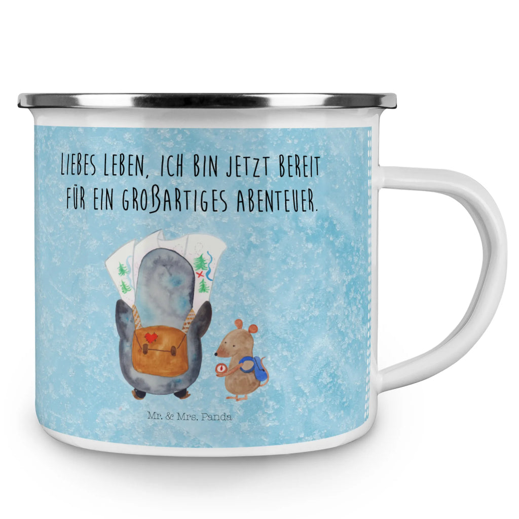 Enamel camping mug Penguin & Mouse Hiker reisetasse, Emaille Becher, Tasse Emaille, emaillebecher, Teetasse, Metalltasse, wanderbecher, wandertasse, Kaffeetasse, Teebecher, Blechtasse, Reisebecher, Campingtasse, becher emaille, Emaille Tasse, Campingbecher, Becher, Emailletasse, Trinkbecher, Pott, Tasse, metallbecher, blechbecher, Kaffeebecher, Pinguin, Wandern, Abenteurer, Ausflug, Wanderlust, Roadtrip, Pinguine, Abenteuer