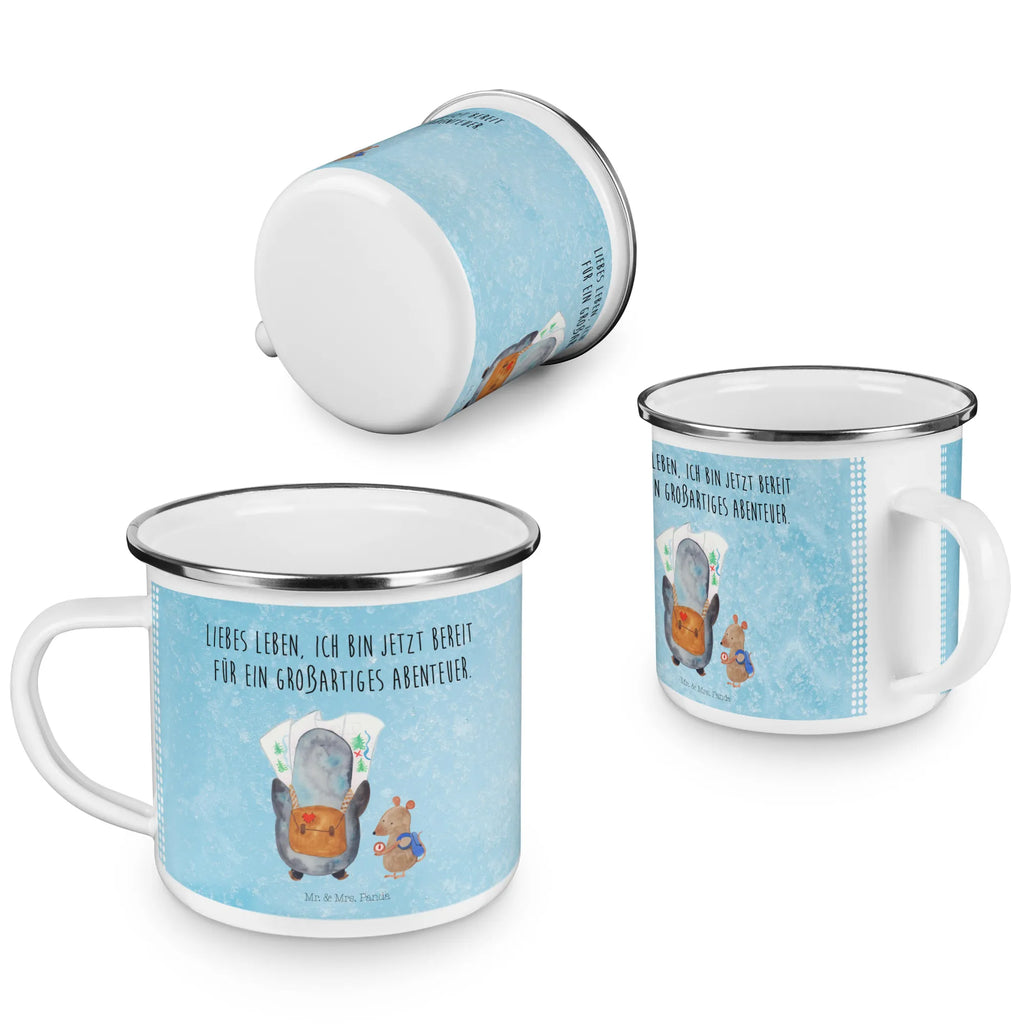 Enamel camping mug Penguin & Mouse Hiker reisetasse, Emaille Becher, Tasse Emaille, emaillebecher, Teetasse, Metalltasse, wanderbecher, wandertasse, Kaffeetasse, Teebecher, Blechtasse, Reisebecher, Campingtasse, becher emaille, Emaille Tasse, Campingbecher, Becher, Emailletasse, Trinkbecher, Pott, Tasse, metallbecher, blechbecher, Kaffeebecher, Pinguin, Wandern, Abenteurer, Ausflug, Wanderlust, Roadtrip, Pinguine, Abenteuer