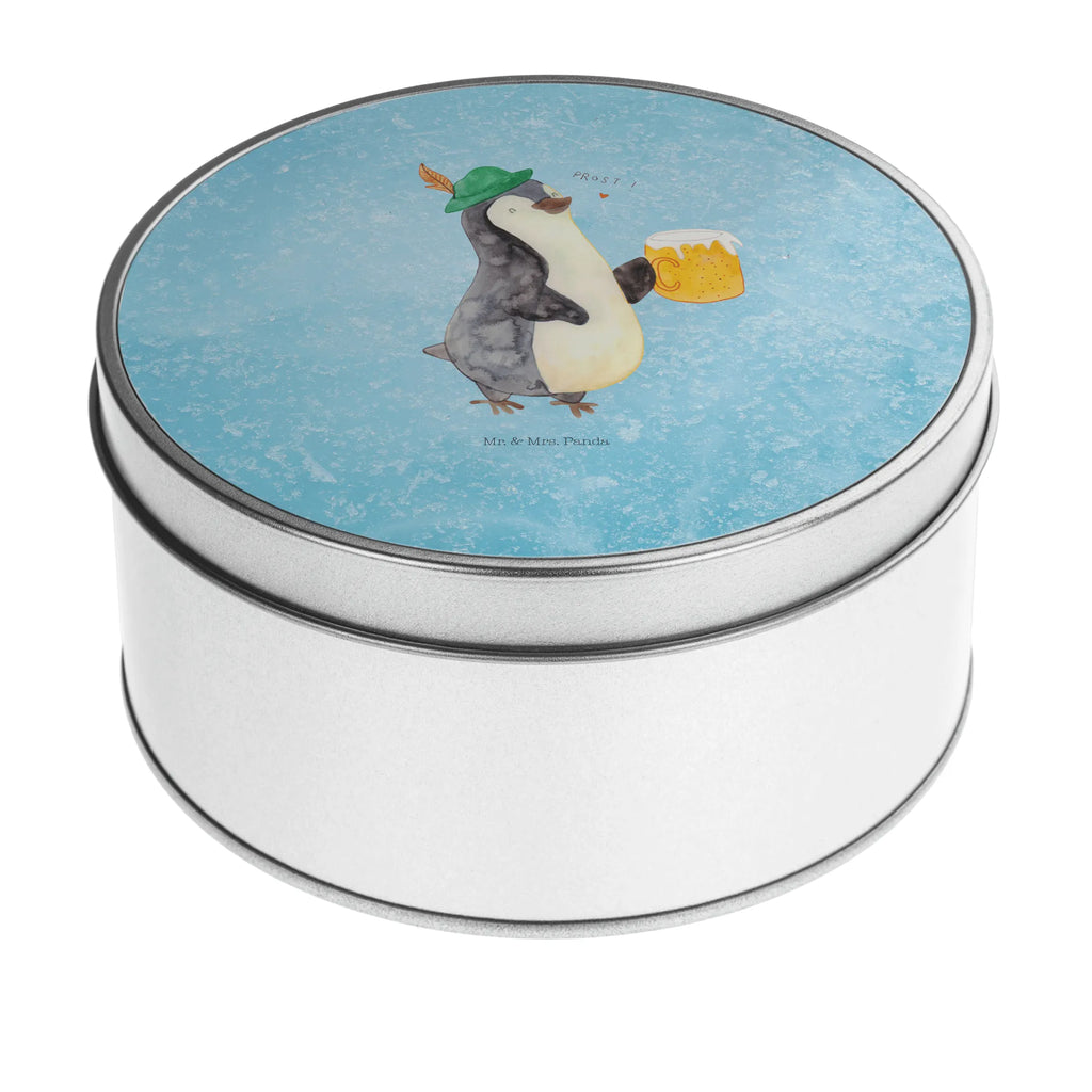 okrągła puszka z blachy pingwin piwo Pinguin
