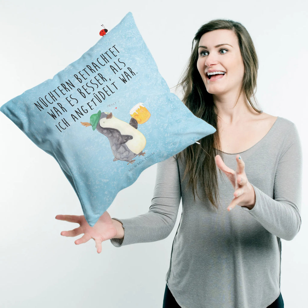 Cushion Penguin Beer sofa, 40x40, bed, pad, Pillow, 40 x 40, cushion, settee, soft, bedroom, couch, pillow case, pillows, fluffy, Penguin, North Pole, Winter, Penguins, beer, Oktoberfest, penguins